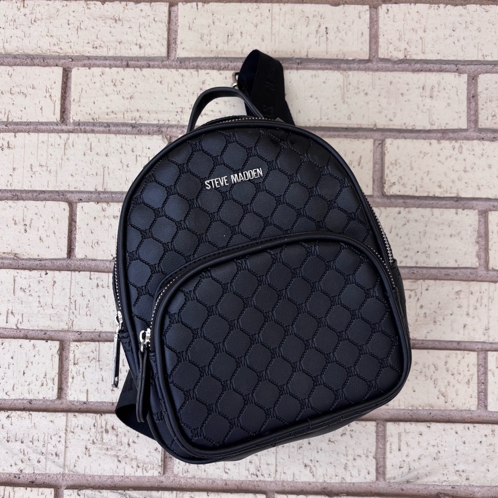 Steve Madden mini small backpack black pattern purse.